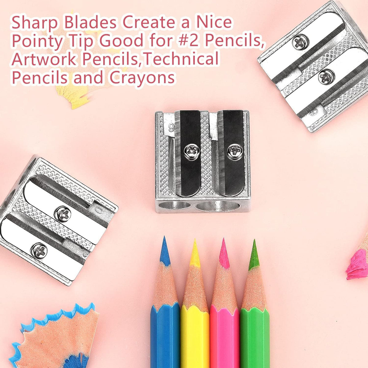 Tamaki 8 Pack Handheld Metal Pencil Sharpener with 2 Holes