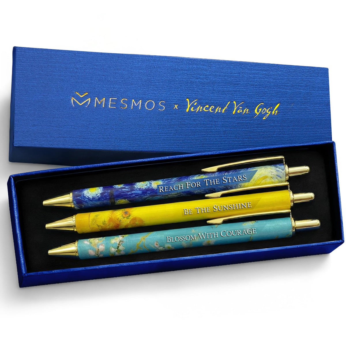 MESMOS 3pc Van Gogh Fancy Pen Set, Nice Cute Luxury Aesthetic Pens for Women Journaling, Pretty Luxury Office Journaling Journal Pens Women