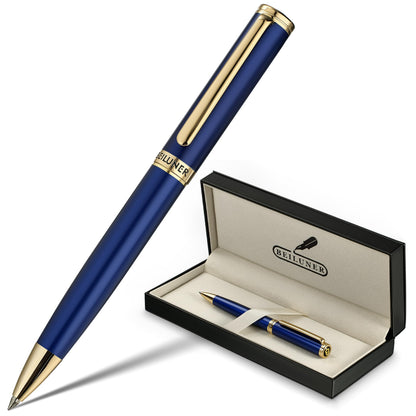 BEILUNER Luxury Gel Pen with 24K Gold Finish, Black Piano Lacquer, Luxury Grade Craftsmanship, Best Pen Gift Set for Men and Women, Professional, Executive, Office, Retractable Nice Pens