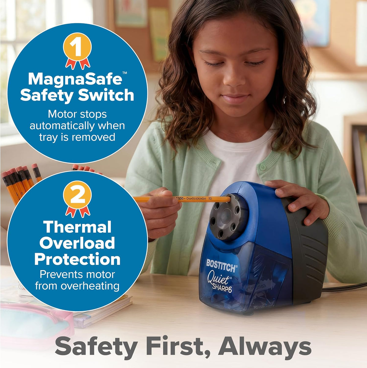 Bostitch Office Heavy Duty Electric Pencil Sharpener, Classroom, Blue