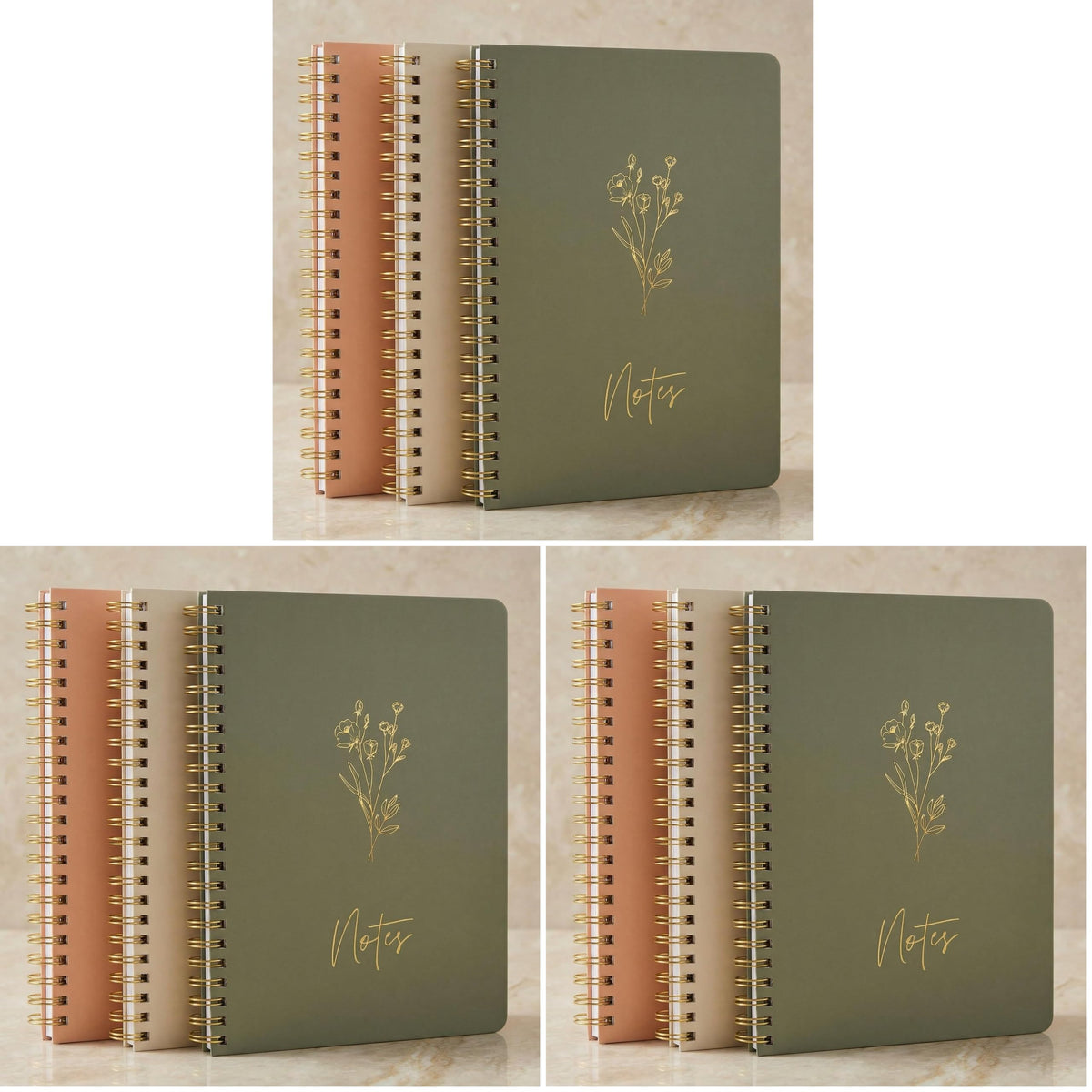 Aesthetic Spiral Notebook Set of 3 For Women - Cute College Ruled 7x5