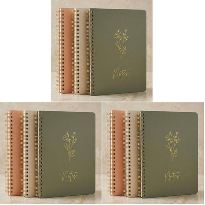 Aesthetic Spiral Notebook Set of 3 For Women - Cute College Ruled 7x5