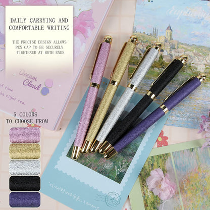 Rollerball Pens - Luxury Gift Set for Women, Refillable Black Ink Pens for Executive Office, Professional, Designer Pens (Purple)