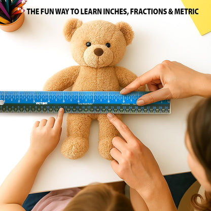 Victor Easy Read 12-Inch Plastic Ruler, Non-Glare Straight Edge Ruler, Standard and Metric Measuring Tool for School, Office, Drafting, Drawing, and Crafts