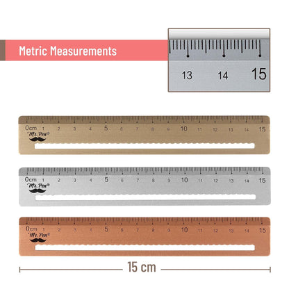 Mr. Pen- Steel Rulers, 3 pcs, 15cm, Silver, Gold, Rose Gold