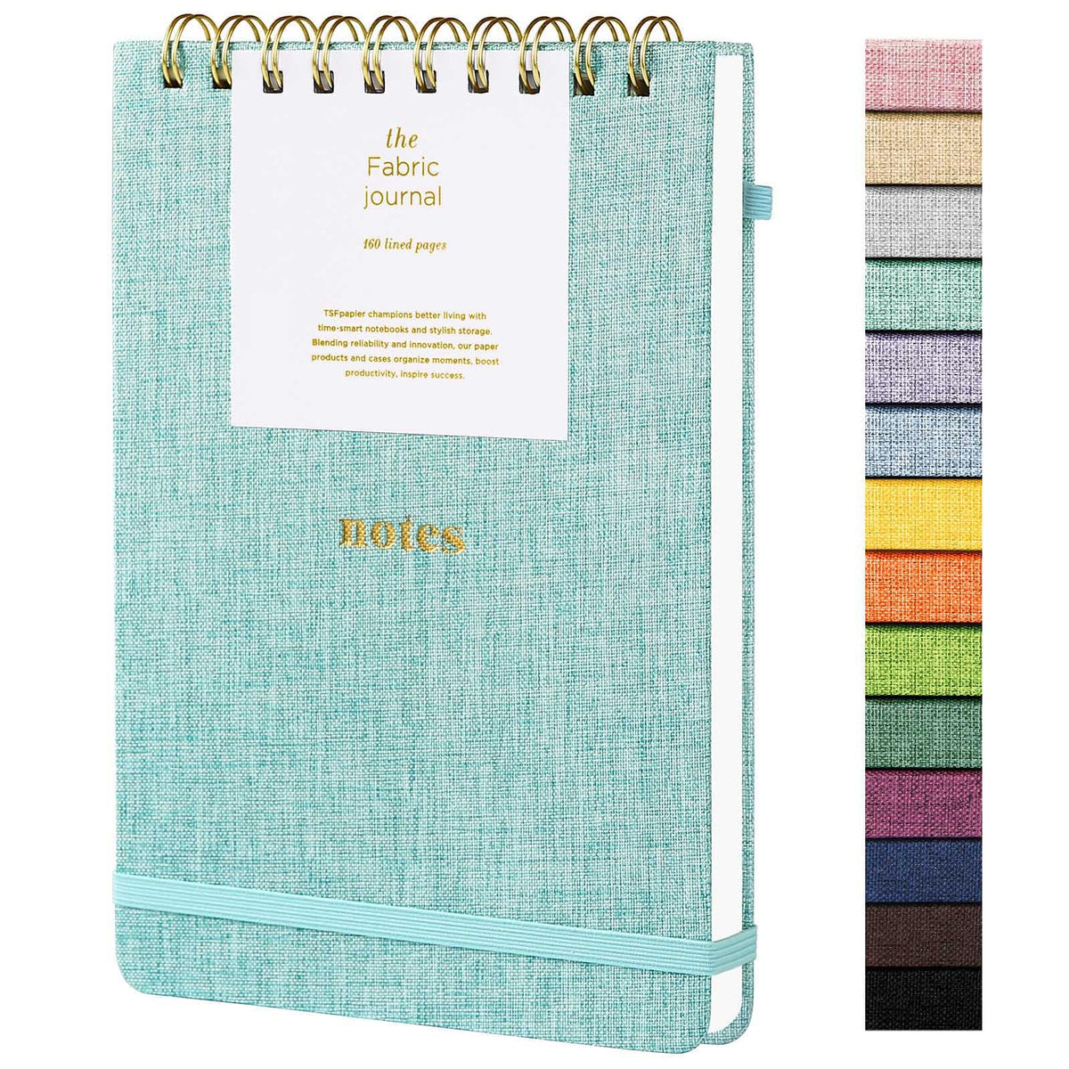 TSFPapier A5 Top Spiral Notebook, Fabric Hardcover College Ruled Journal