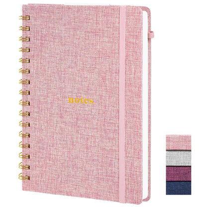 TSFPapier A5 Top Spiral Notebook, Fabric Hardcover College Ruled Journal