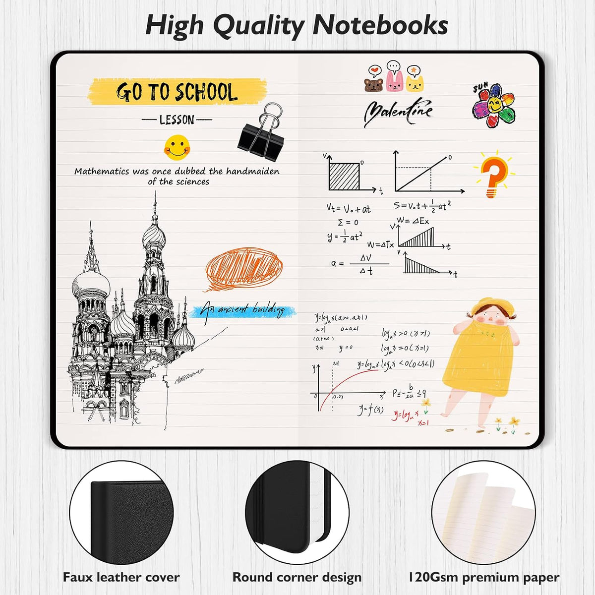 Huhuhero 10 Pack Lined Notebook Journals, College Ruled 5.25"×8.25", Green