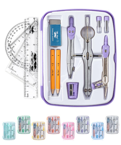 Mr. Pen- Geometry Set, 13 pcs, 3 Metal Compasses, Protractor, 6" Ruler