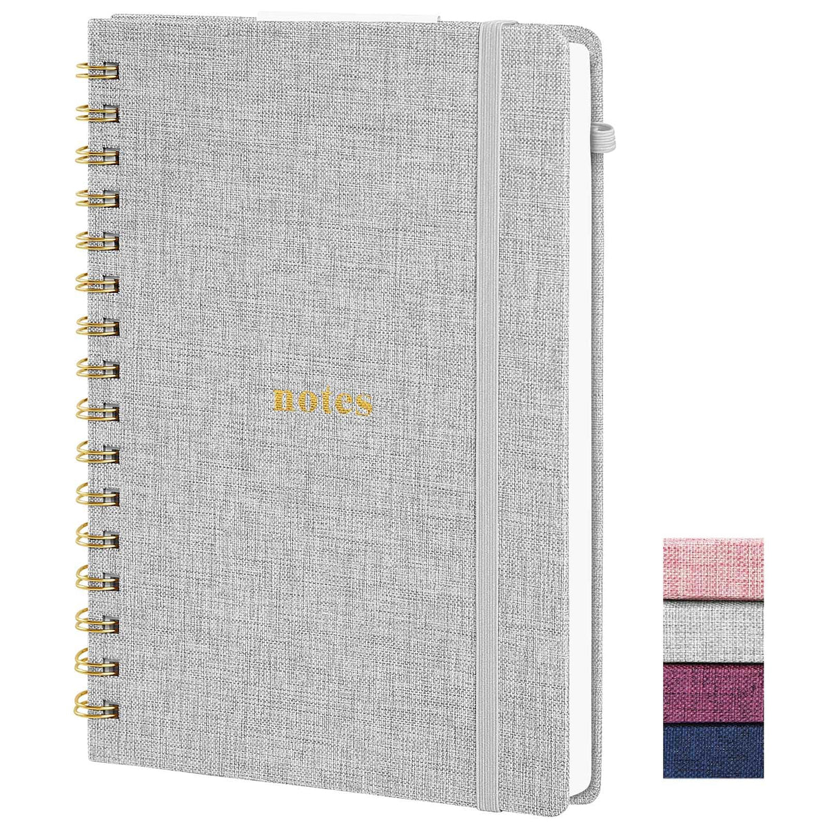 TSFPapier A5 Top Spiral Notebook, Fabric Hardcover College Ruled Journal