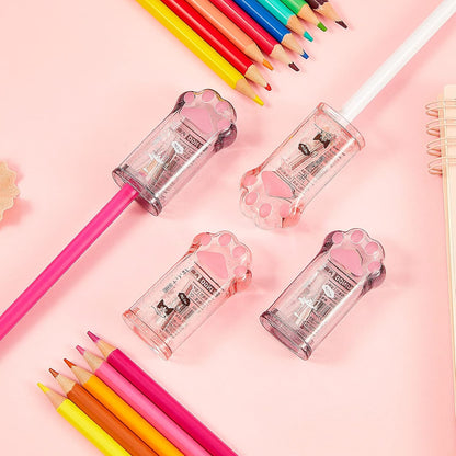 Chinco 4 Pcs Cat Paw Pencil Sharpeners Manual Cute Sharpeners for Kids