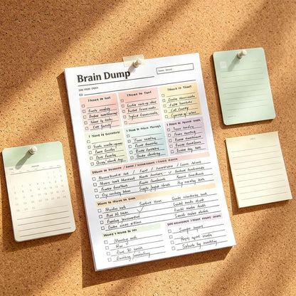50 Page Brain Dump Notepad, To Do List Notepad with Multiple Functional Sections, A5 Daily Planning Management Manual, Minimal Planning Tool