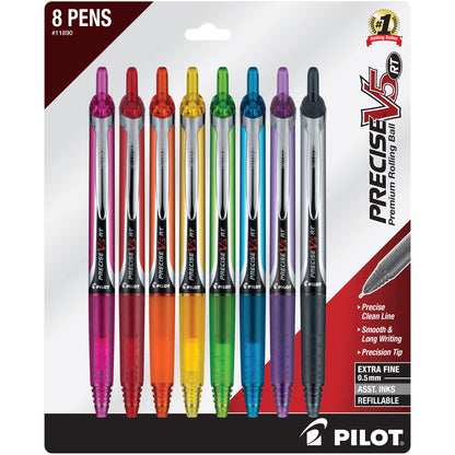 PILOT Pen 26095 Precise V5 RT Refillable & Retractable Premium Rolling Ball Pens, Extra Fine Point (0.5mm), Assorted Colors, 7 count
