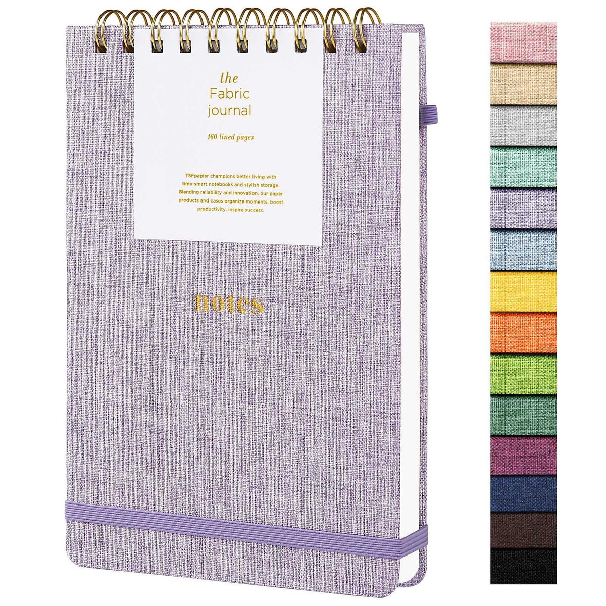 TSFPapier A5 Top Spiral Notebook, Fabric Hardcover College Ruled Journal