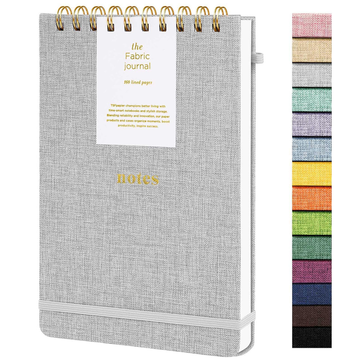 TSFPapier A5 Top Spiral Notebook, Fabric Hardcover College Ruled Journal