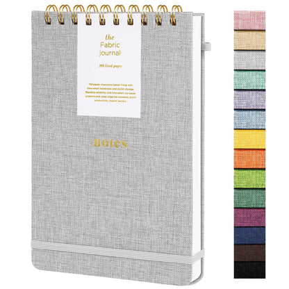 TSFPapier A5 Top Spiral Notebook, Fabric Hardcover College Ruled Journal