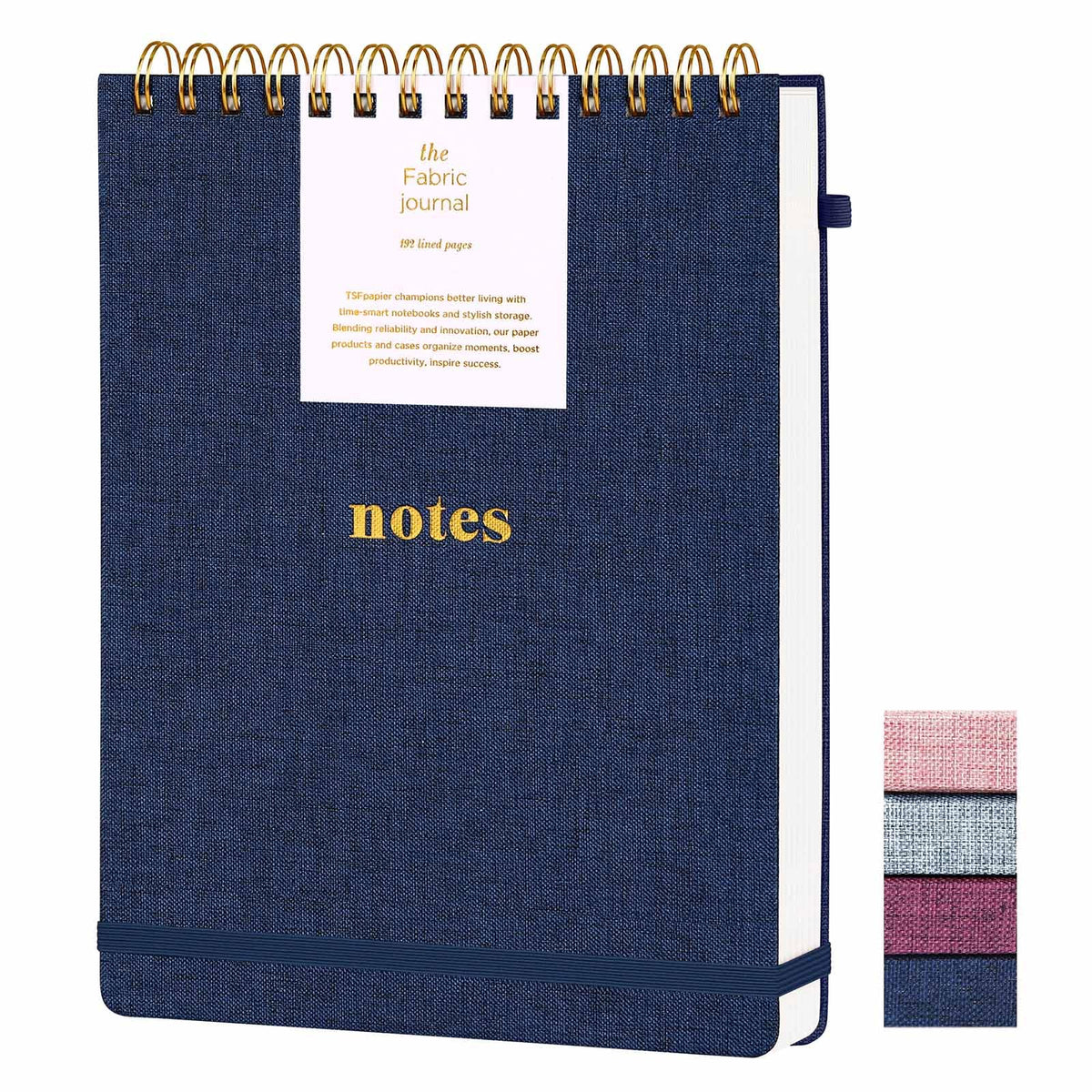 TSFPapier A5 Top Spiral Notebook, Fabric Hardcover College Ruled Journal