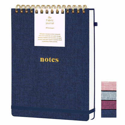 TSFPapier A5 Top Spiral Notebook, Fabric Hardcover College Ruled Journal
