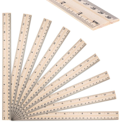 40 Pack Wooden Rulers, 12 Inch/30 cm, Double-Sided for Classroom