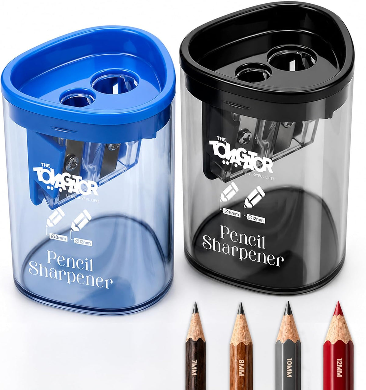 Manual Pencil Sharpener - 2 Pcs Dual Hole Premium Quality Pencil Sharpeners for Standard & Large Sized Pencils - Handheld Pencil Sharpener for Kids, Adults, Artists, Home & Office Uses