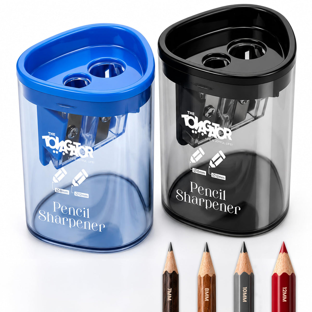 Manual Pencil Sharpener - 2 Pcs Dual Hole Premium Quality Pencil Sharpeners for Standard & Large Sized Pencils - Handheld Pencil Sharpener for Kids, Adults, Artists, Home & Office Uses