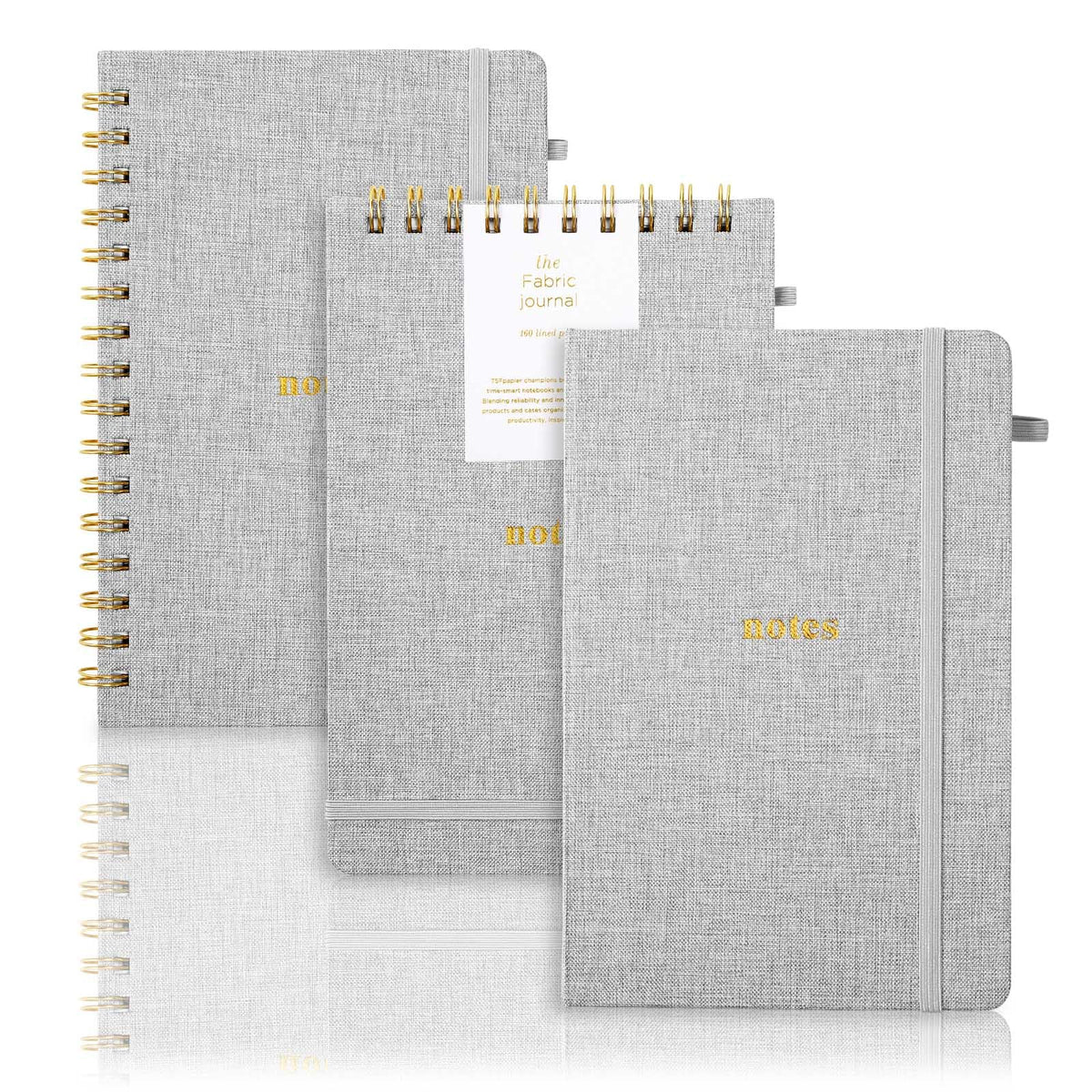 TSFPapier A5 Top Spiral Notebook, Fabric Hardcover College Ruled Journal