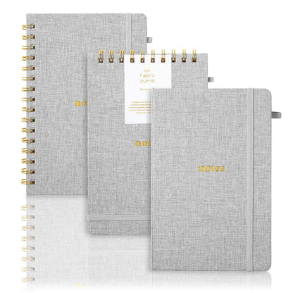 TSFPapier A5 Top Spiral Notebook, Fabric Hardcover College Ruled Journal