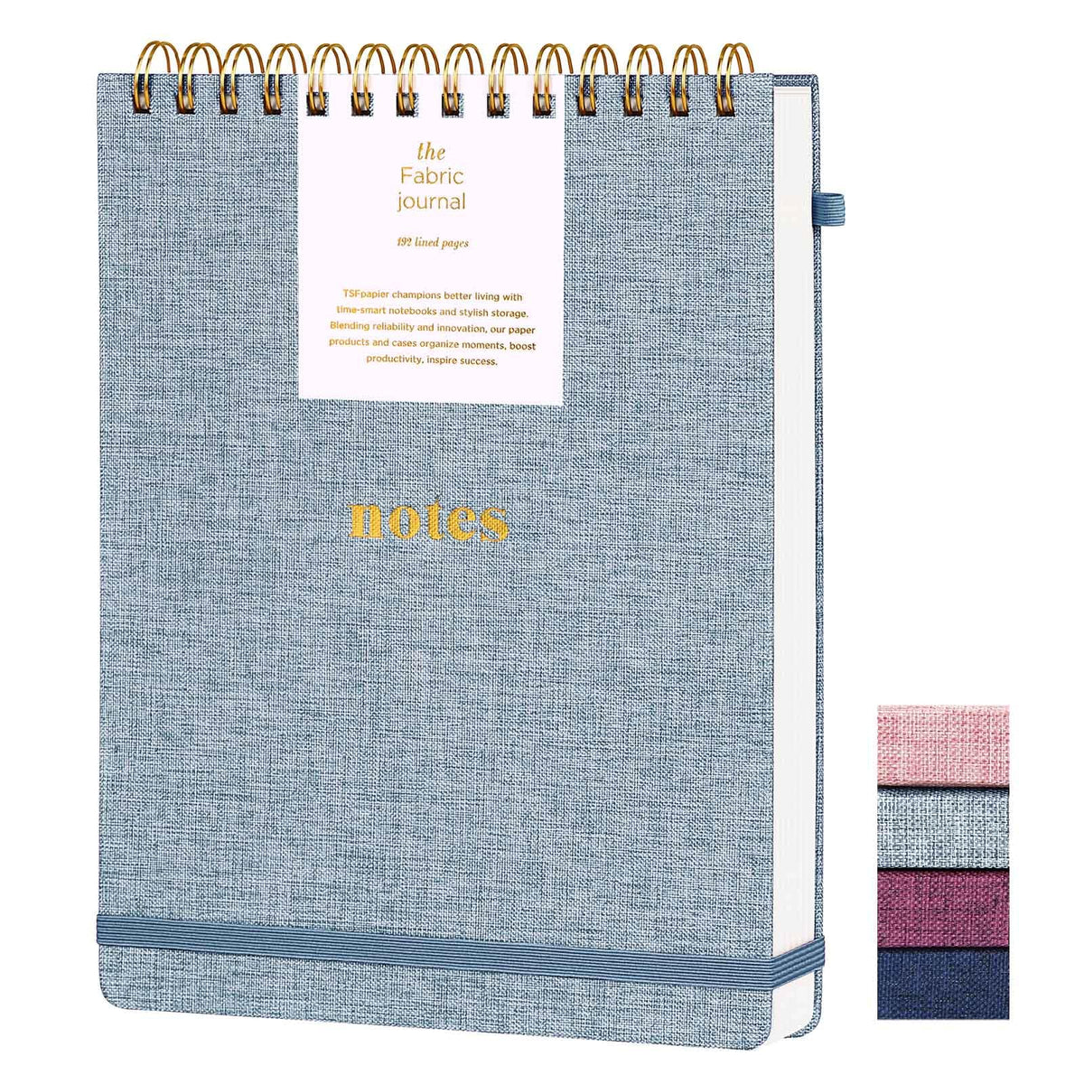 TSFPapier A5 Top Spiral Notebook, Fabric Hardcover College Ruled Journal