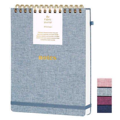 TSFPapier A5 Top Spiral Notebook, Fabric Hardcover College Ruled Journal