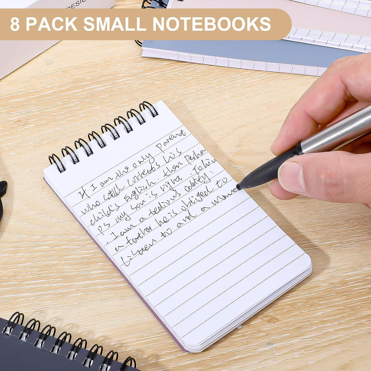 Thboxes 8 Pack Pocket Notebooks, 3 X 5 In Spiral Notepads, Lined