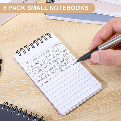 Thboxes 8 Pack Pocket Notebooks, 3 X 5 In Spiral Notepads, Lined