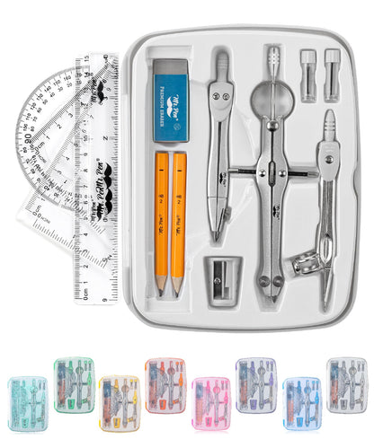 Mr. Pen- Geometry Set, 13 pcs, 3 Metal Compasses, Protractor, 6" Ruler