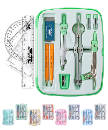 Mr. Pen- Geometry Set, 13 pcs, 3 Metal Compasses, Protractor, 6" Ruler