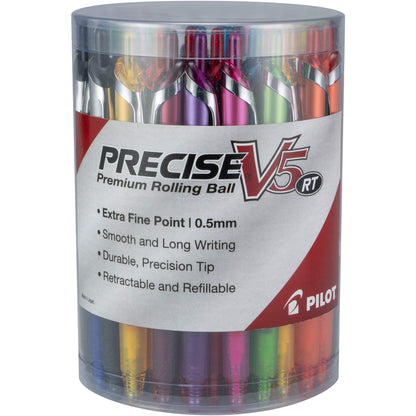 PILOT Pen 26095 Precise V5 RT Refillable & Retractable Premium Rolling Ball Pens, Extra Fine Point (0.5mm), Assorted Colors, 7 count