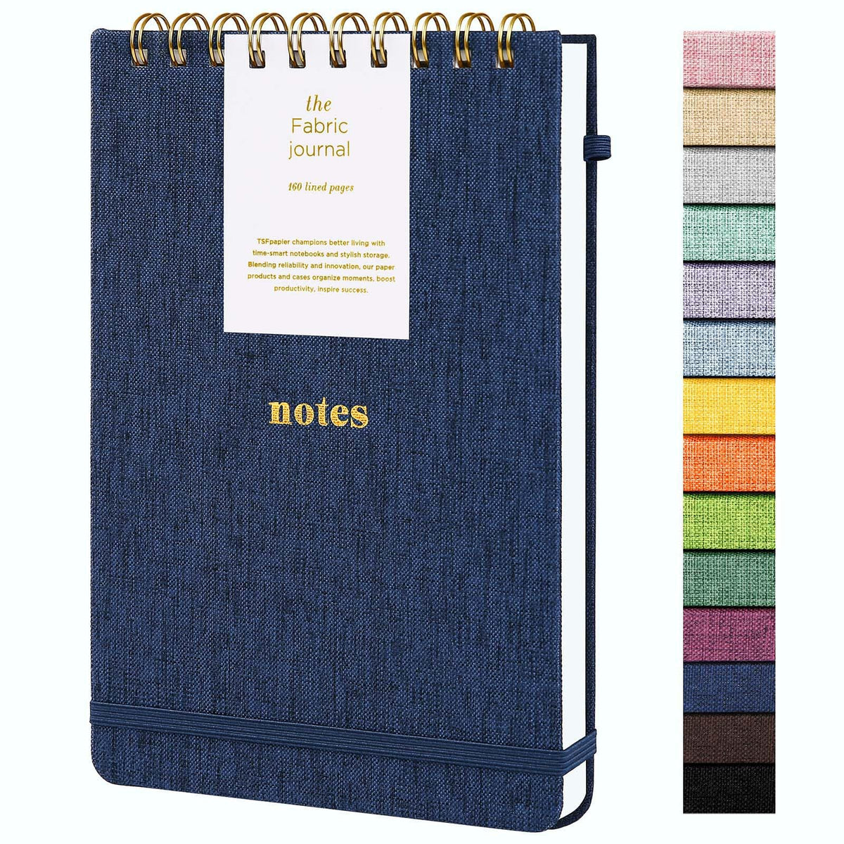 TSFPapier A5 Top Spiral Notebook, Fabric Hardcover College Ruled Journal