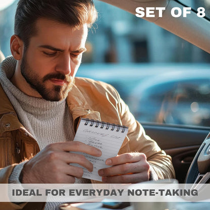 ZICOTO Aesthetic Pocket Notebooks Set Of 8 - Small 3x5 Spiral Notepads