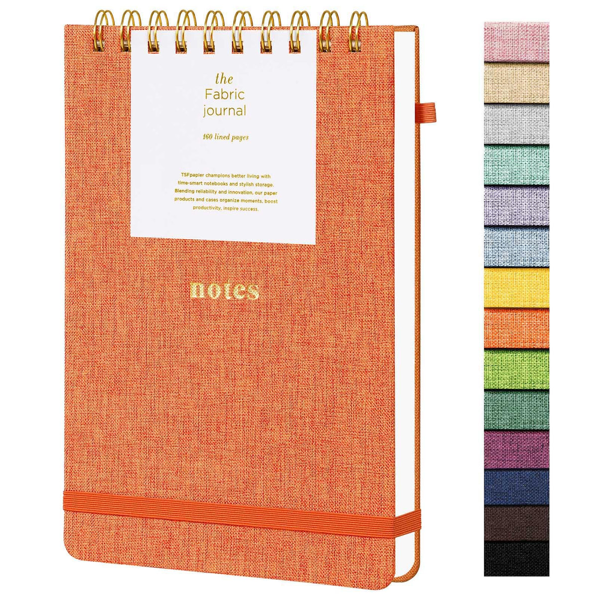 TSFPapier A5 Top Spiral Notebook, Fabric Hardcover College Ruled Journal