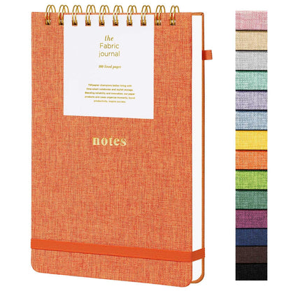 TSFPapier A5 Top Spiral Notebook, Fabric Hardcover College Ruled Journal