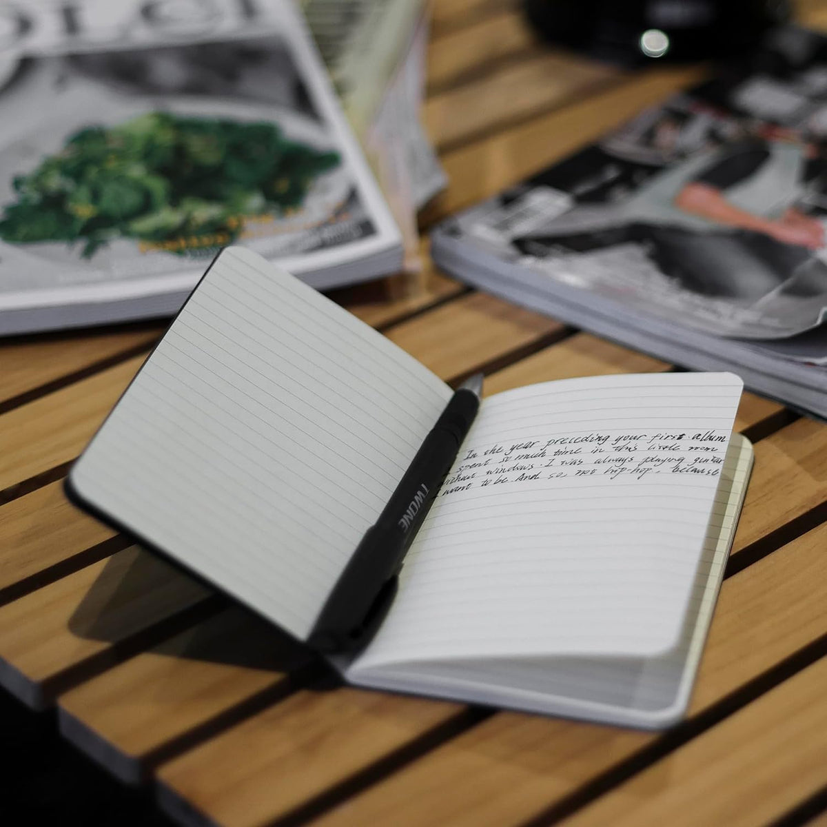 TWONE 6 Pack Mini Pocket Notebooks, 3.5x5.5, Lined, Black Cardstock