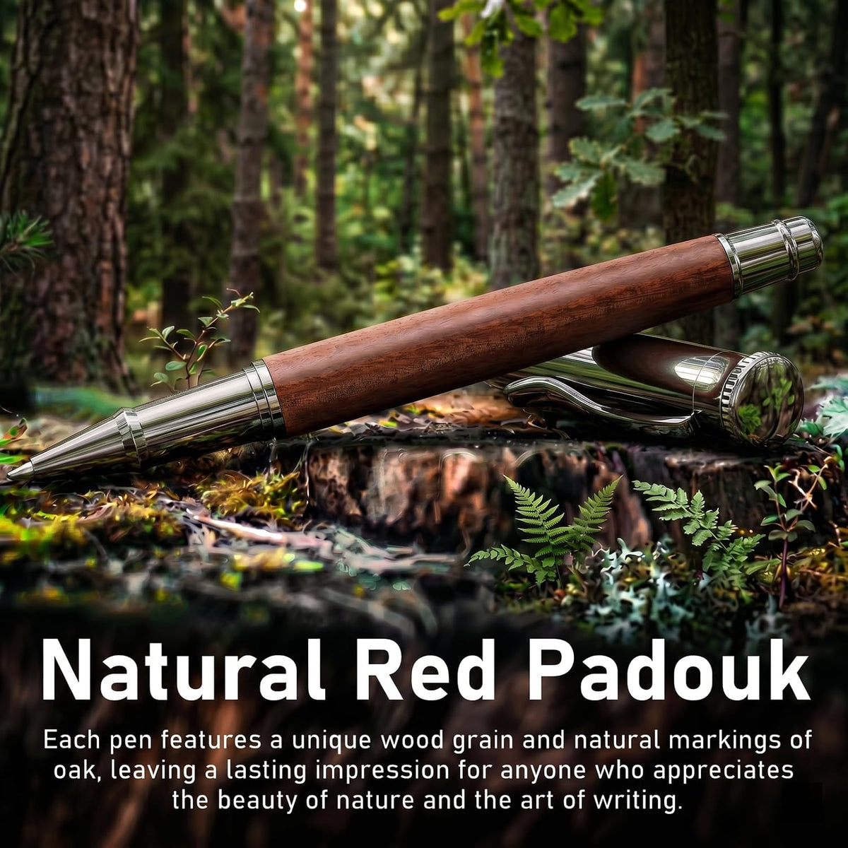 WEMATE Wood Rollerball Pen Set, Nice Pen for Men, Fancy Look - Red Padouk