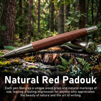 WEMATE Wood Rollerball Pen Set, Nice Pen for Men, Fancy Look - Red Padouk
