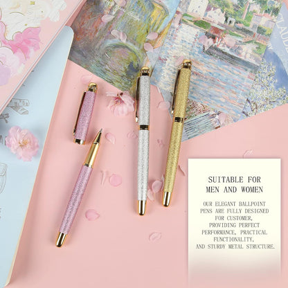 Rollerball Pens - Luxury Gift Set for Women, Refillable Black Ink Pens for Executive Office, Professional, Designer Pens (Purple)