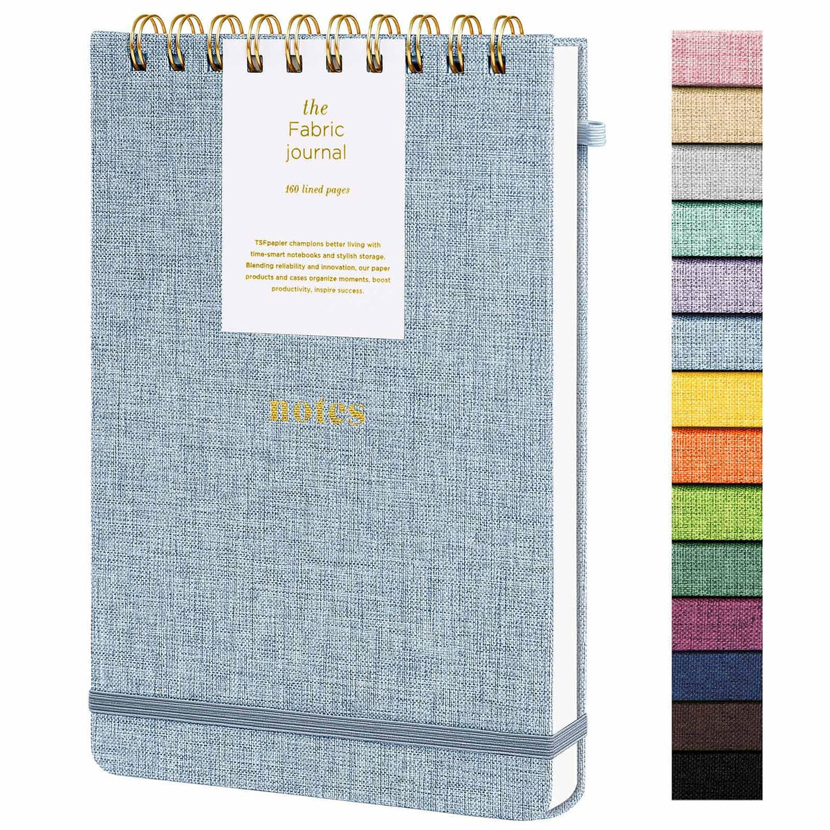 TSFPapier A5 Top Spiral Notebook, Fabric Hardcover College Ruled Journal