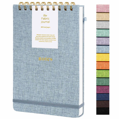 TSFPapier A5 Top Spiral Notebook, Fabric Hardcover College Ruled Journal