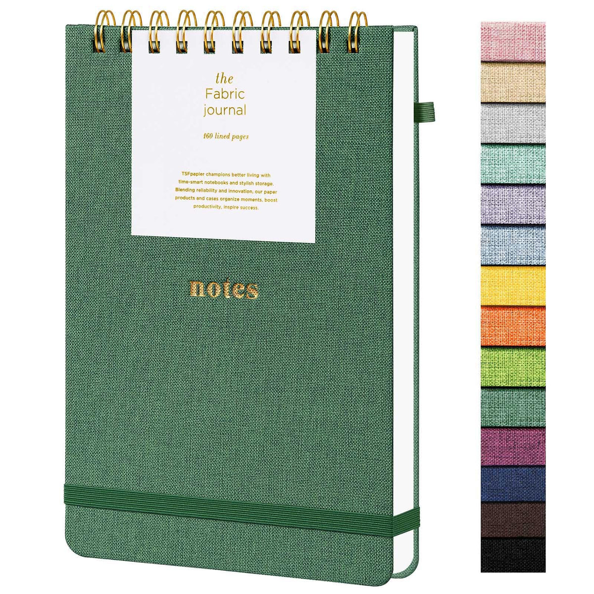 TSFPapier A5 Top Spiral Notebook, Fabric Hardcover College Ruled Journal