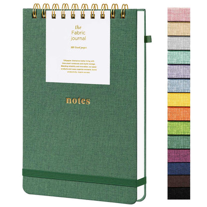TSFPapier A5 Top Spiral Notebook, Fabric Hardcover College Ruled Journal
