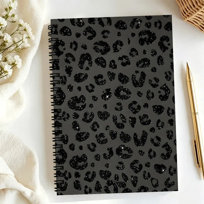 Gold Leopard Print Spiral Notebook, Dual Spiral Binding, 60 Pages Lined Blank, Ideal for Daily Inspiration, Planning, Study Notes, Spiral Bound Notebook
