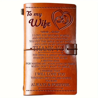 Faux Leather Refillable Journal Notebook - 140-Page Cute Paper Notebook with Heart Motif, Retro Aesthetic Romantic Office Stationery, Gift for Female Adults (Plain Pages),sohochic