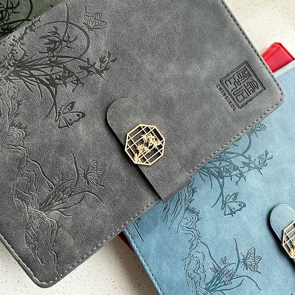Chinsikol Chinese-Style Hardcover Business Notebook Journal Gift Set, Aesthetic Notebook, Orchid Embossed Springtime Design, Ideal for Notes and Meetings #GLOBAL PICKS