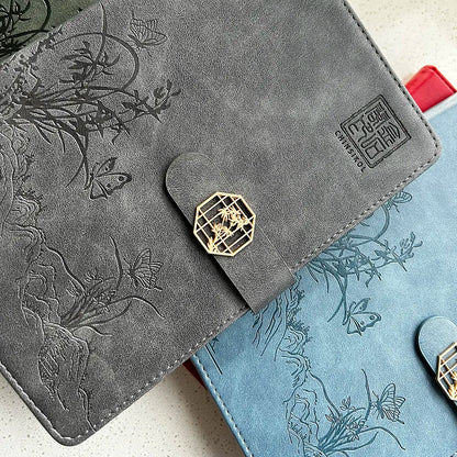 Chinsikol Chinese-Style Hardcover Business Notebook Journal Gift Set, Aesthetic Notebook, Orchid Embossed Springtime Design, Ideal for Notes and Meetings #GLOBAL PICKS